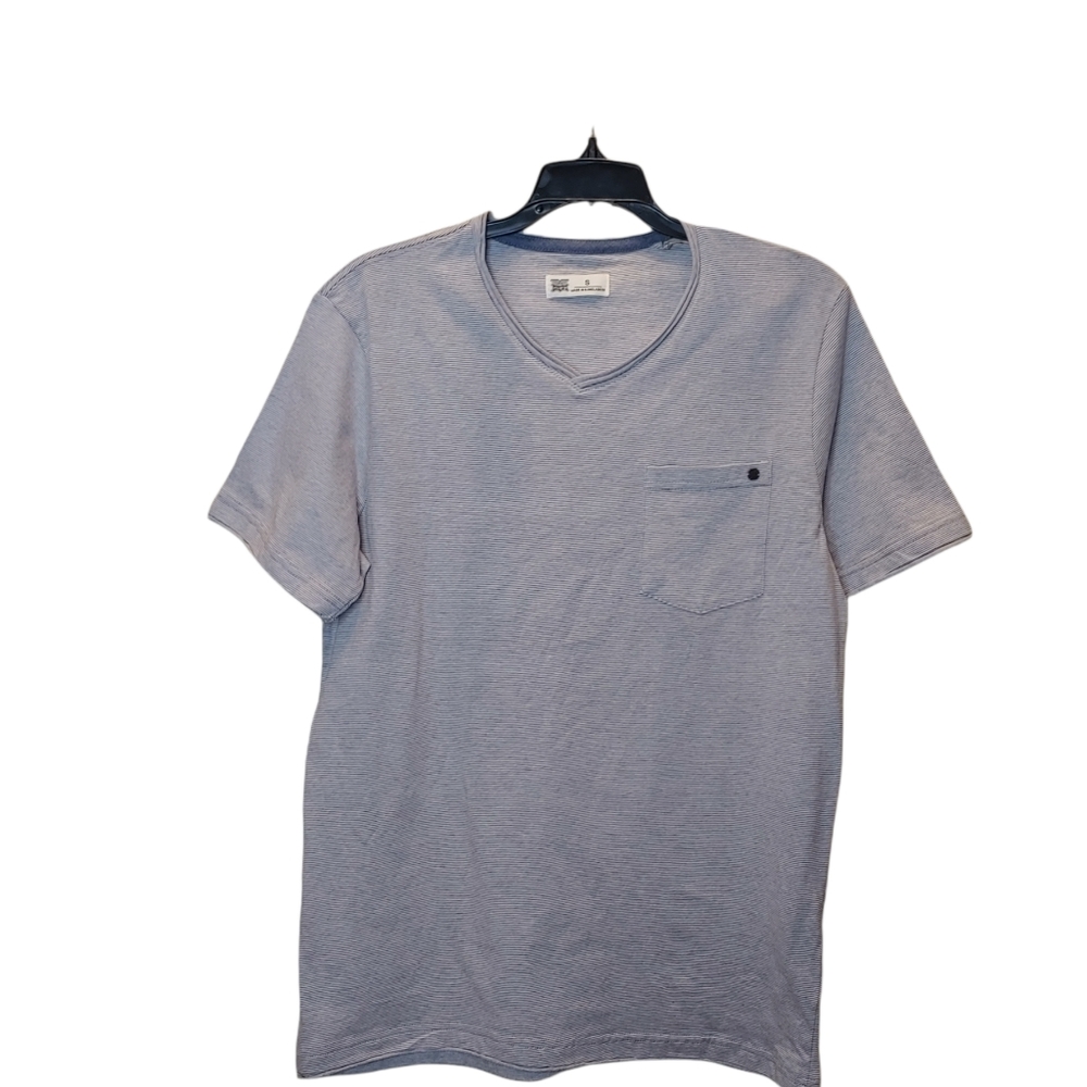 Men's Rivers Gray stripe casual short sleeve cotton top shirt size small NWT